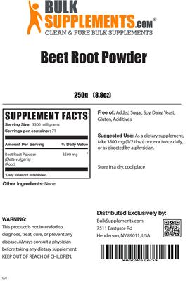 Beet Root Powder label