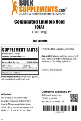 Conjugated Linoleic Acid (CLA) (1000 mg) label