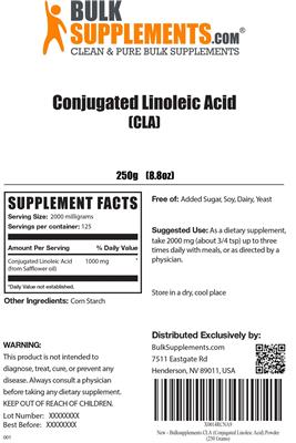 Conjugated Linoleic Acid (CLA) label
