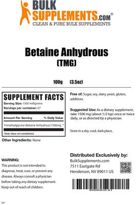 Betaine Anhydrous (TMG) label