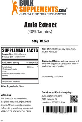 Amla Extract (40% Tannins) label
