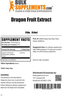 Dragon Fruit Extract label