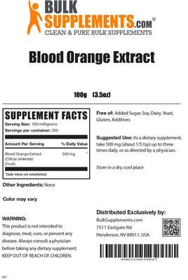 Blood Orange Extract label
