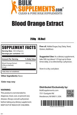 Blood Orange Extract label