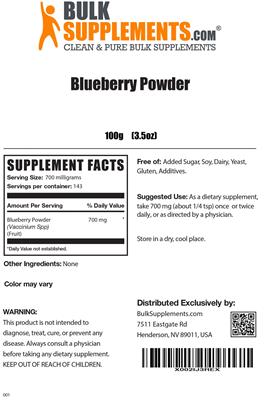 Blueberry Powder label