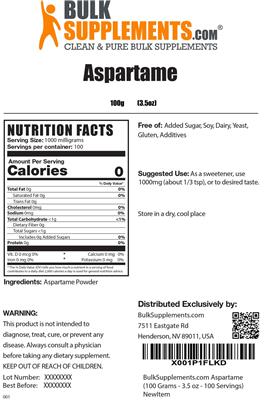 Aspartame label