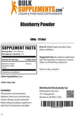Blueberry Powder label