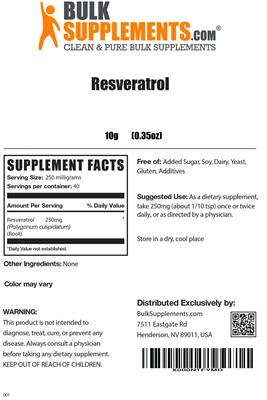 Resveratrol label