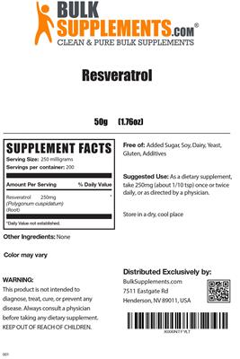 Resveratrol label