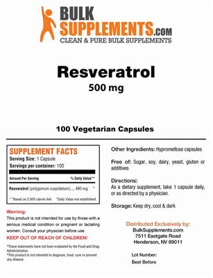 Resveratrol 500 mg label