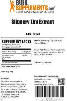 Slippery Elm Extract label