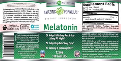 Melatonin 12 mg label