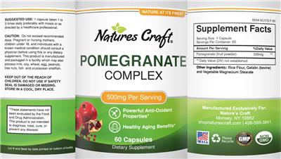 Pomegranate Complex 500 mg label