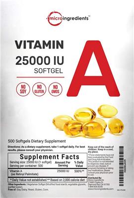 Vitamin A 25000 IU Softgel label