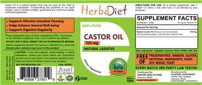 Castor Oil 725 mg label