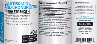 Glucosamine and Chondroitin Extra Strength label