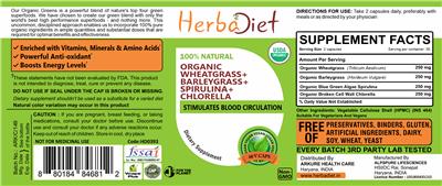 Organic Wheatgrass + Barleygrass + Spirulina + Chlorella label