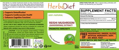 Reishi Mushroom (Ganoderma) Extract label