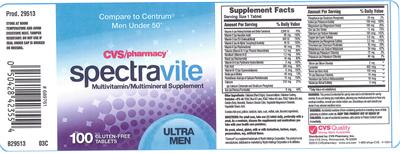 Spectravite Ultra Men's Health label