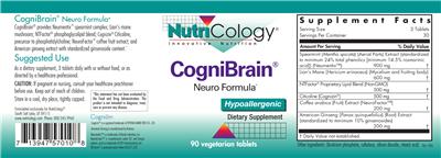 CogniBrain Neuro Formula label
