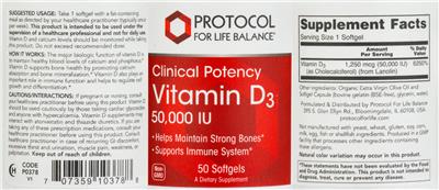 Clinical Potency Vitamin D3 50,000 IU label