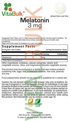Melatonin 3 mg label