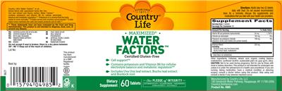 Maximized Water Factors label