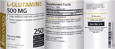 L-Glutamine 500 mg label