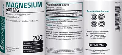 Magnesium 400 mg label