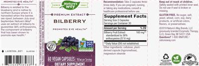 Bilberry 160 mg label