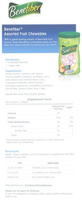 Benefiber Assorted Fruit Chewables label