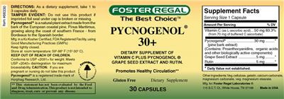 Pycnogenol 30+ label