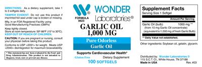 Garlic Oil 1,000 mg label