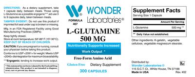 L-Glutamine 500 mg label