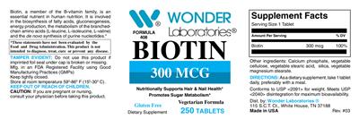 Biotin 300 mcg label