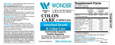 Colon Care Capsules label