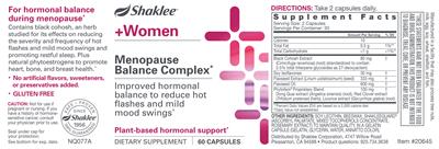 +Women Menopause Balance Complex label