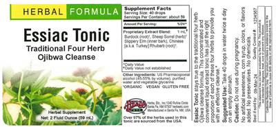 Essiac Tonic label