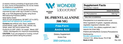 DL-Phenylalanine 500 mg label
