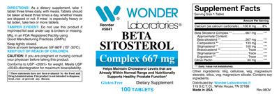 Beta Sitosterol Complex 667 mg label