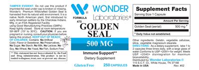 Golden Seal 500 mg label