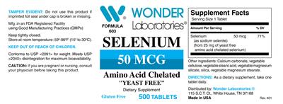 Selenium 50 mcg label
