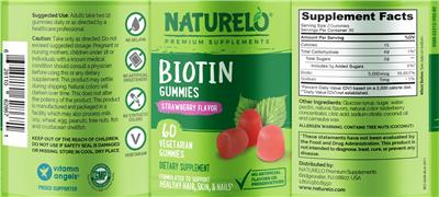 Biotin Gummies Strawberry Flavor label