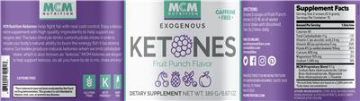 Exogenous Ketones Fruit Punch Flavor label