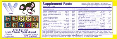Benny Bears Fruit Flavored label