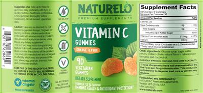 Vitamin C Gummies Orange Flavor label