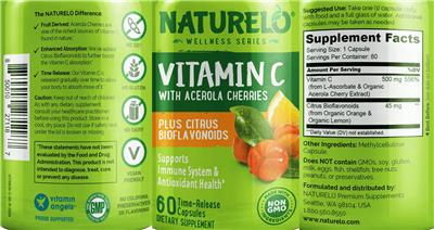 Vitamin C with Acerola Cherries label