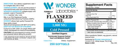 Flaxseed Oil 1,000 mg label