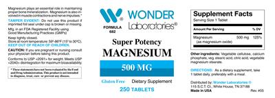 Super Potency Magnesium 500 mg label