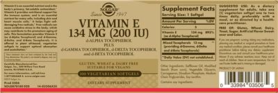 Vitamin E 134 mg (200 IU) label